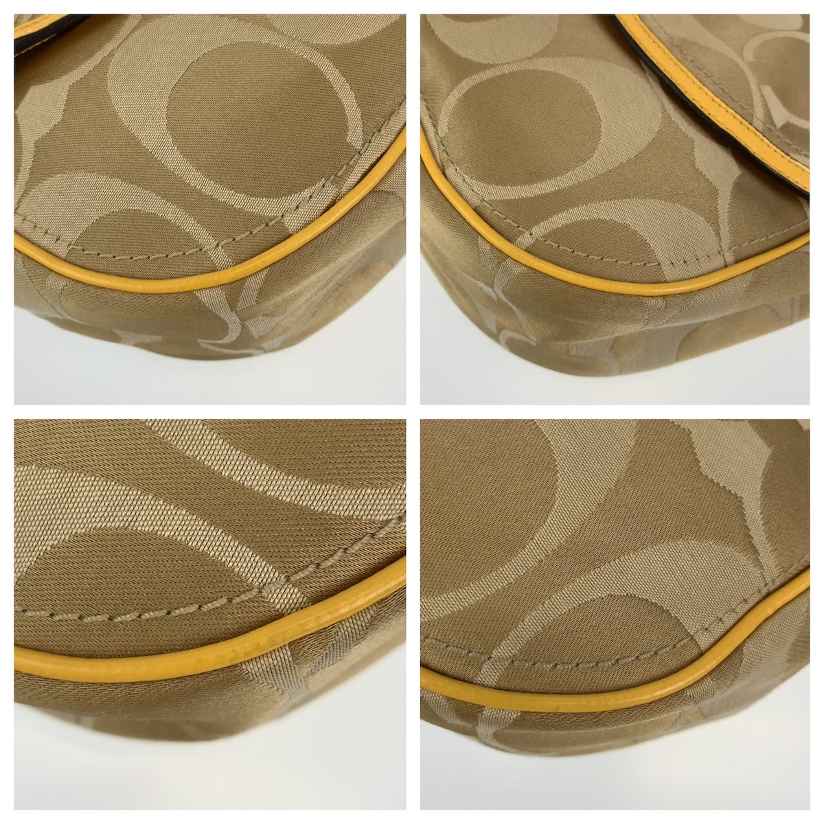 12551
 COACH Signature Brown Beige Canvas/Patent Hobo Shoulder Bag Handbag for Women