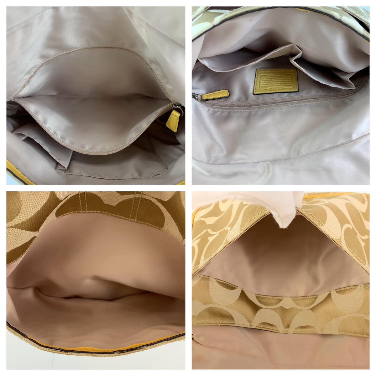 12551
 COACH Signature Brown Beige Canvas/Patent Hobo Shoulder Bag Handbag for Women