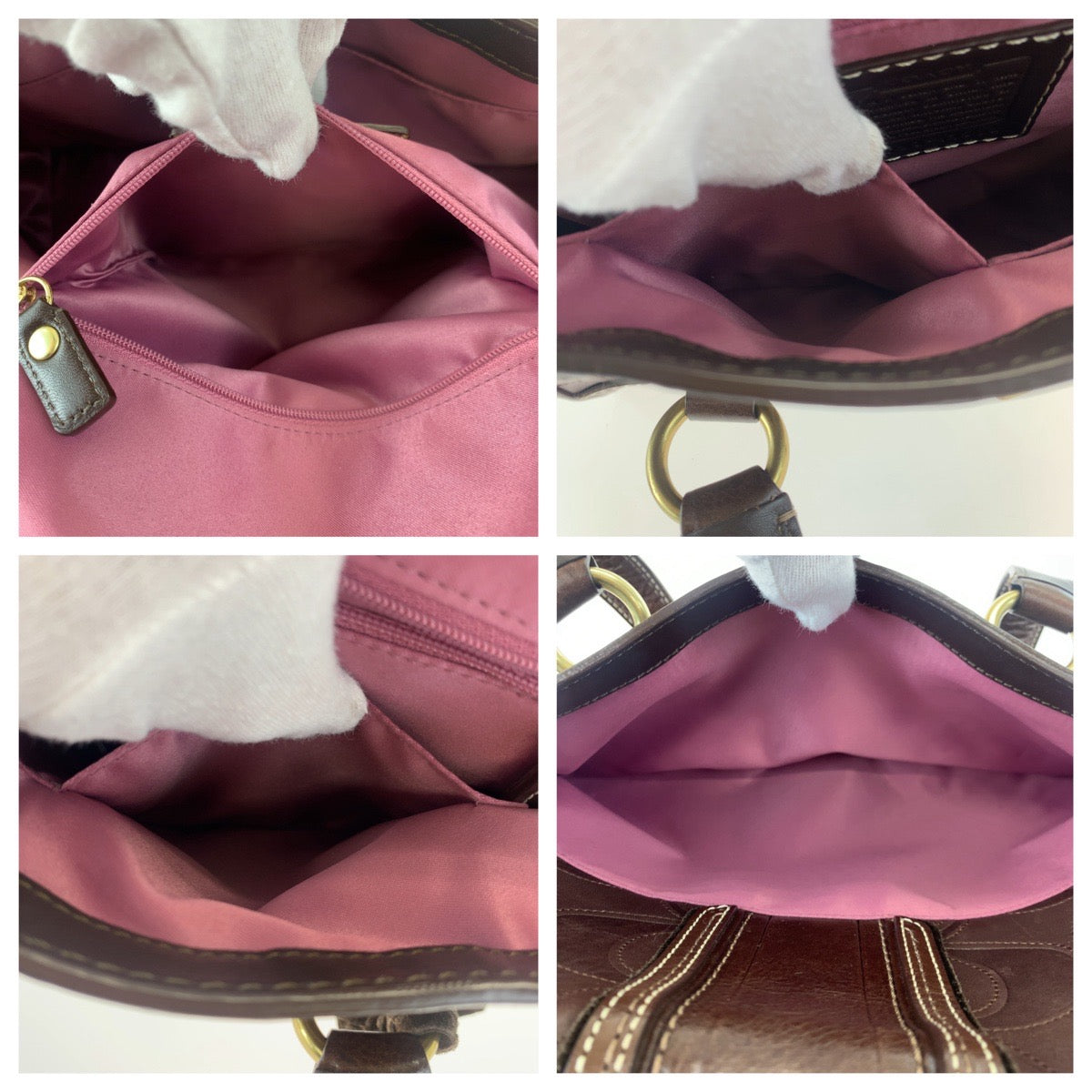 COACH コーチ シグネチャー ブラウン 茶色 ゴールド金具 レザー 11332 肩がけショルダー ハンドバッグ  レディース