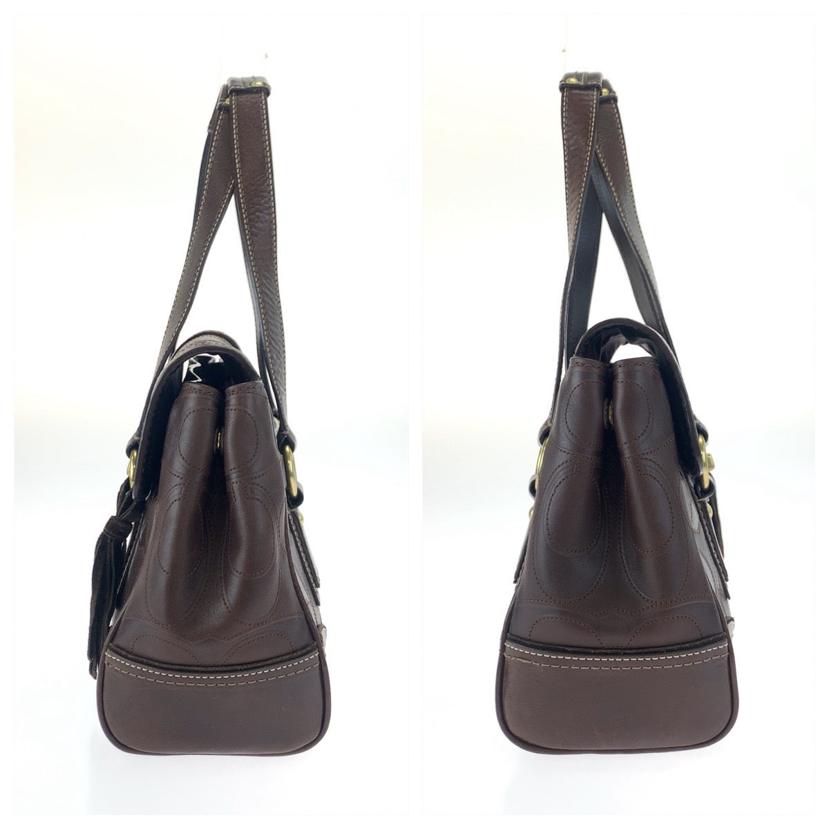 COACH コーチ シグネチャー ブラウン 茶色 ゴールド金具 レザー 11332 肩がけショルダー ハンドバッグ  レディース