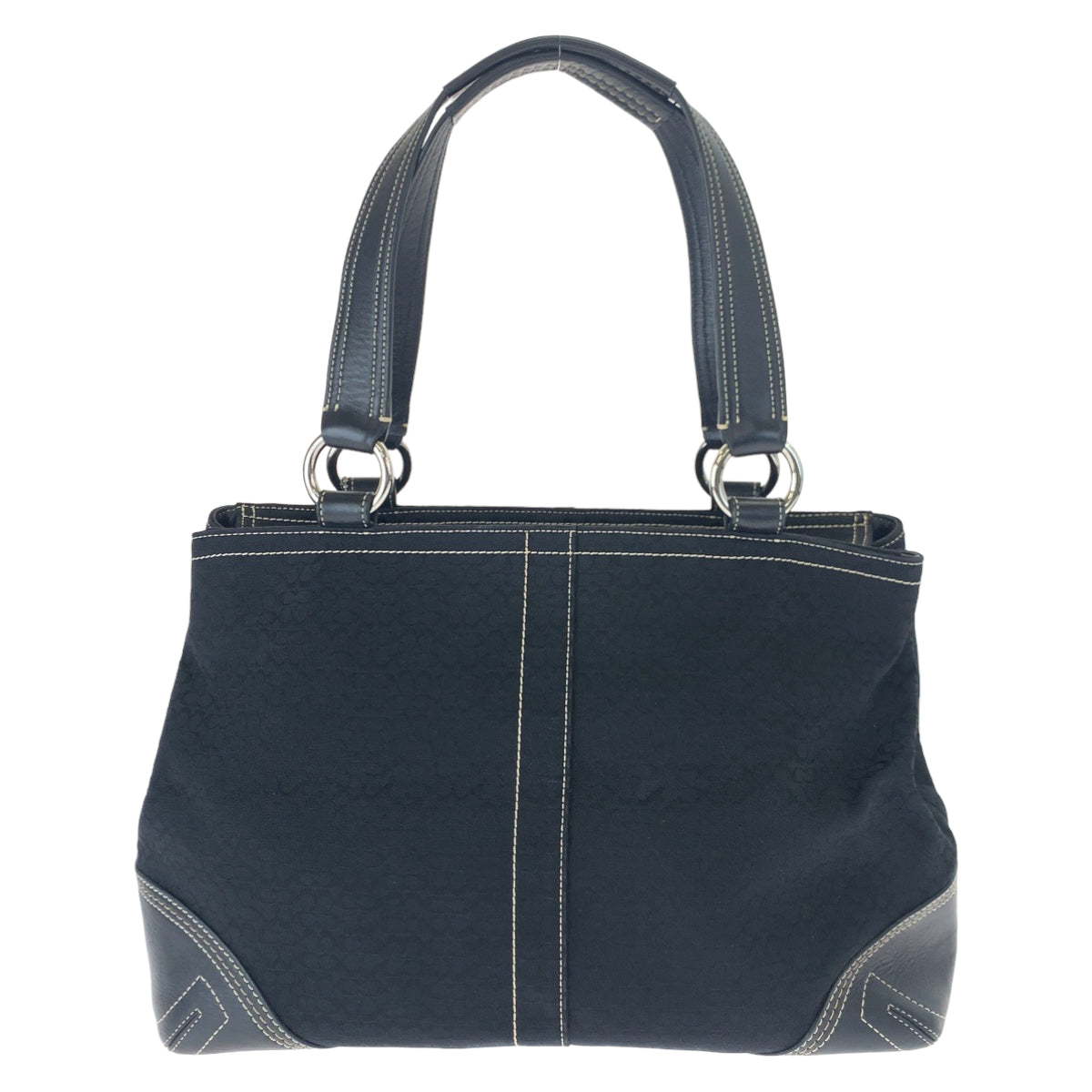 COACH コーチ ミニシグネチャー ブラック 黒 シルバー金具 キャンバス / レザー 6427 ハンドバッグ トートバッグ  レディース