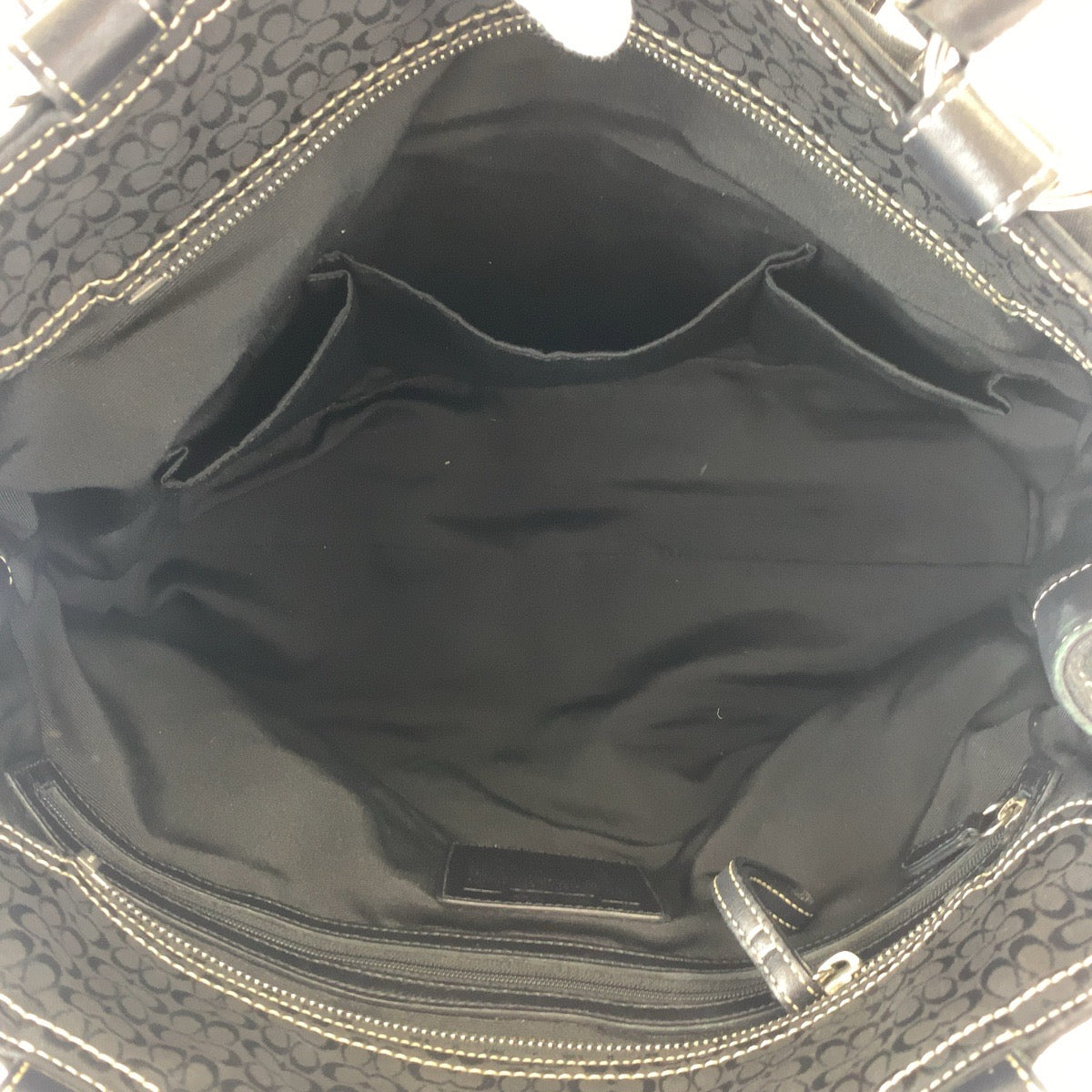 COACH コーチ ミニシグネチャー ブラック 黒 シルバー金具 キャンバス / レザー 6427 ハンドバッグ トートバッグ  レディース