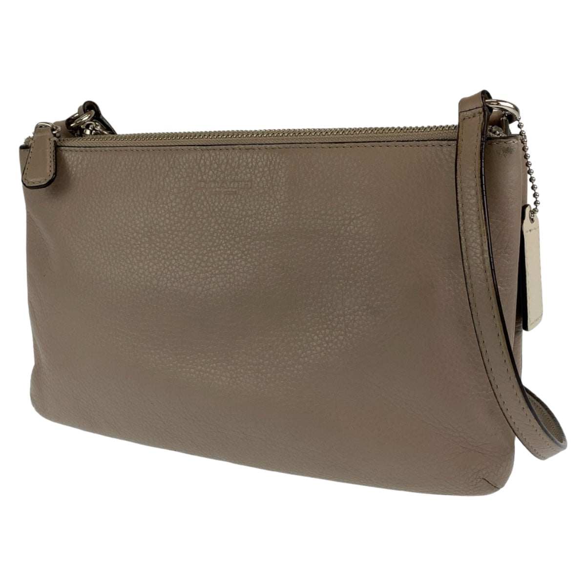 COACH コーチ グレー グレージュ シルバー金具 レザー ショルダーバック 斜め掛け  レディース
