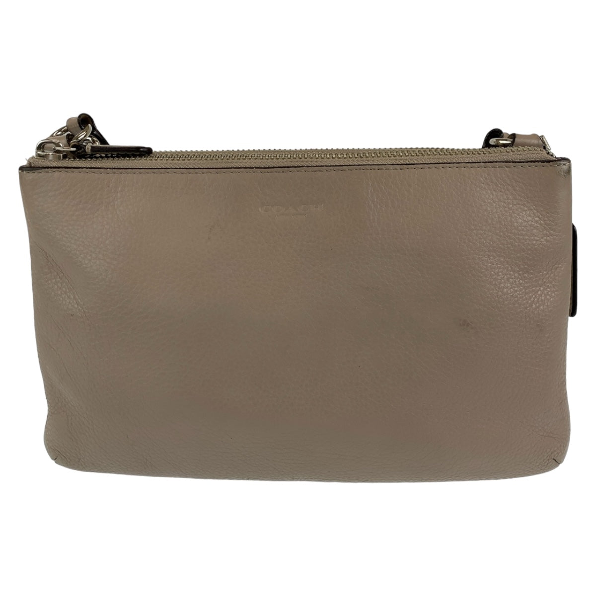 COACH コーチ グレー グレージュ シルバー金具 レザー ショルダーバック 斜め掛け  レディース