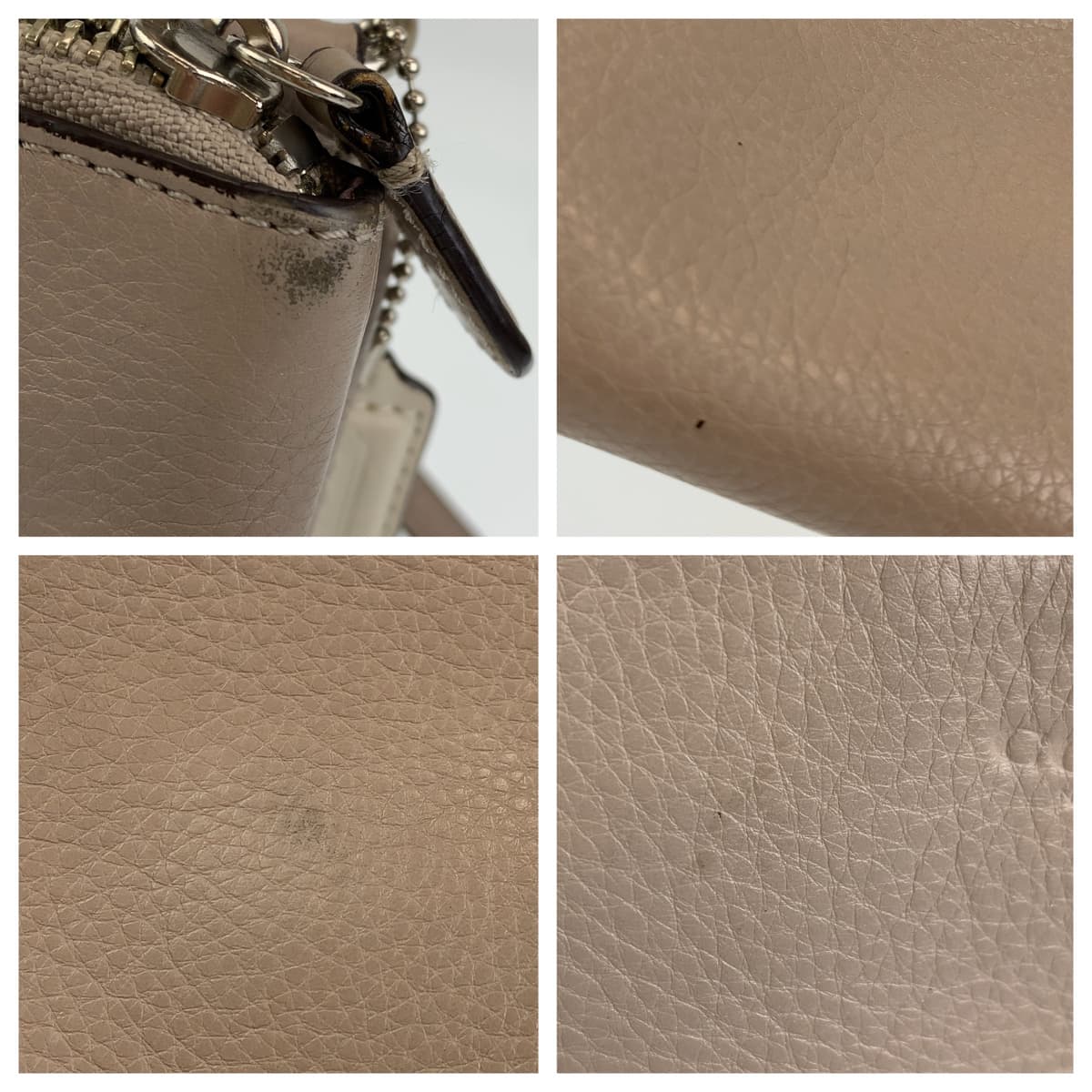 COACH コーチ グレー グレージュ シルバー金具 レザー ショルダーバック 斜め掛け  レディース