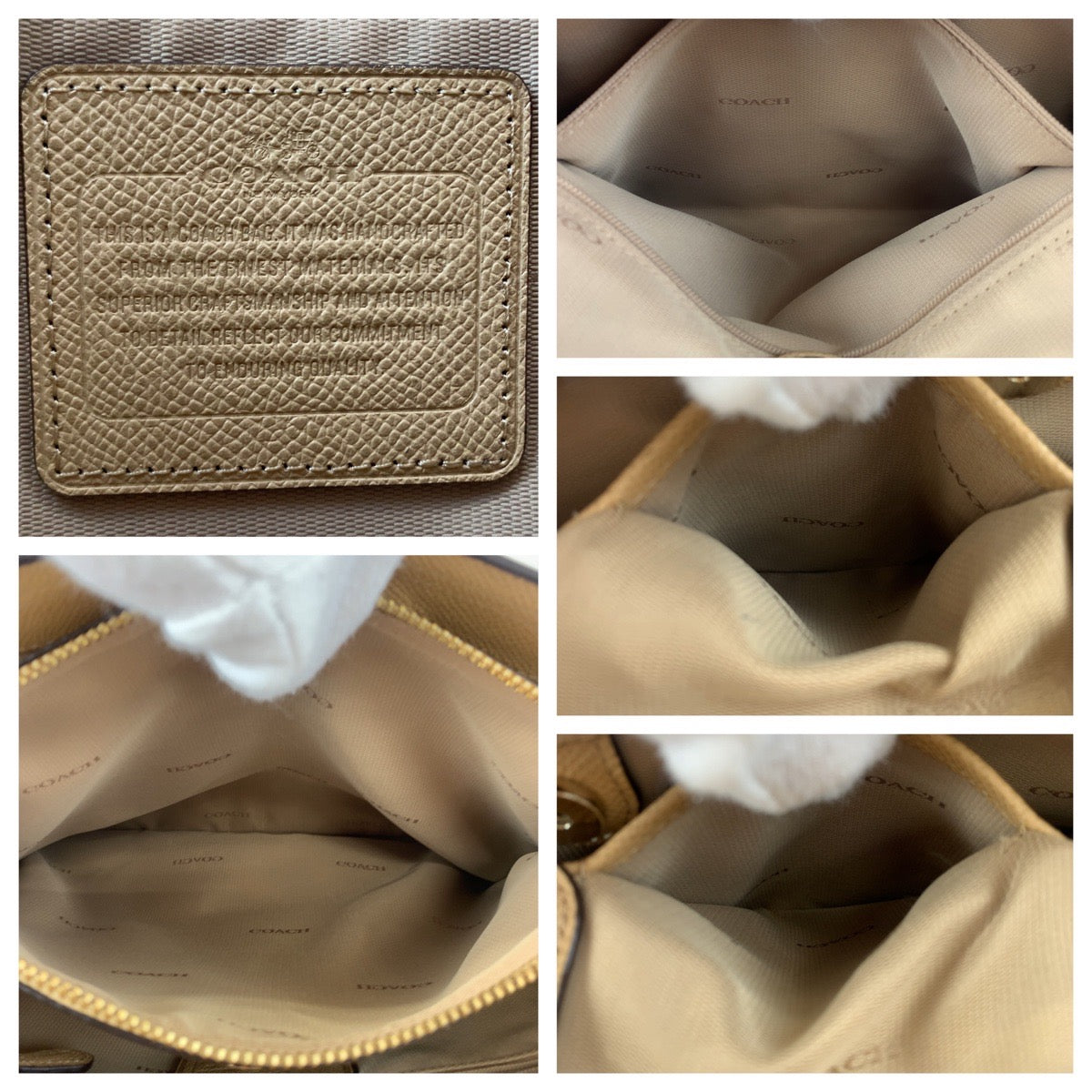 12549
COACH コーチ ベージュ シルバー金具 レザー トートバッグ ショルダーバッグ  レディース