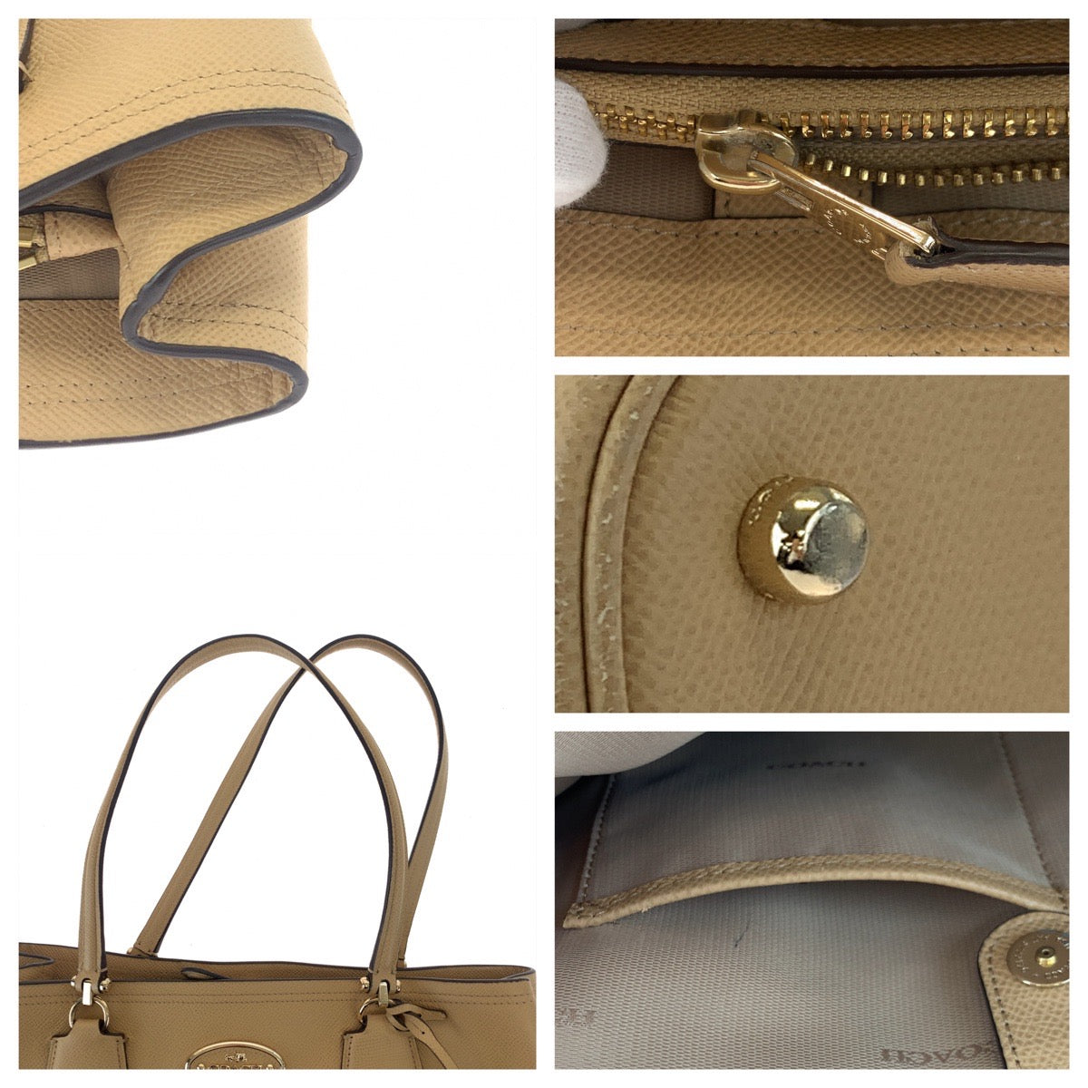 12549
COACH コーチ ベージュ シルバー金具 レザー トートバッグ ショルダーバッグ  レディース