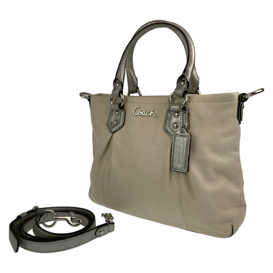 12548
COACH コーチ アシュレイ ホワイト アイボリー シルバー金具 レザー ショルダーバッグ ハンドバッグ トートバッグ 2way 斜め掛け可能  レディース