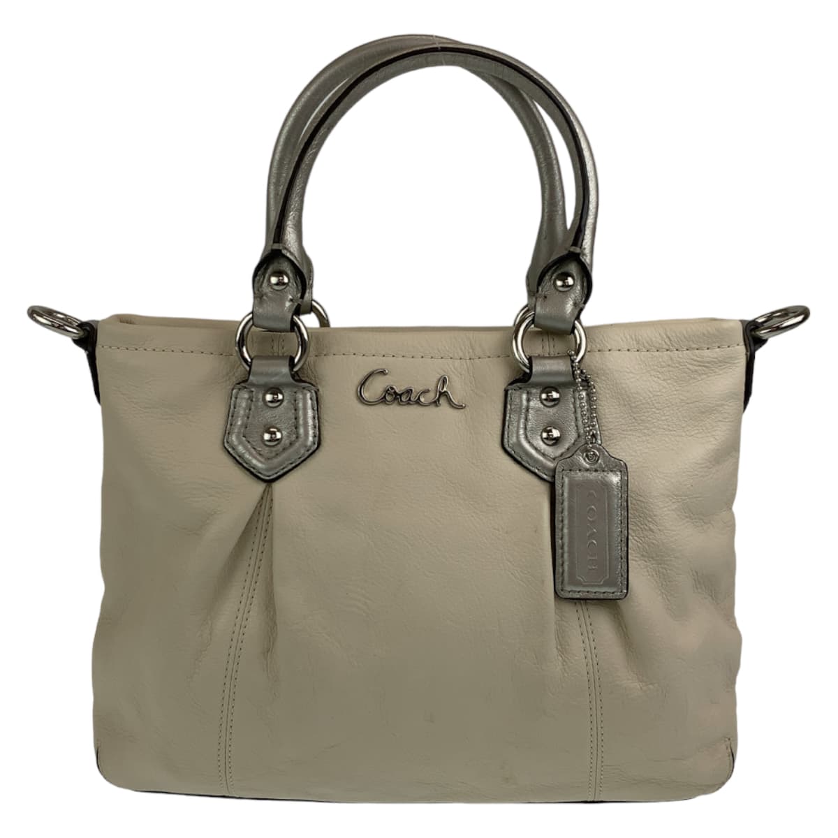 12548
COACH コーチ アシュレイ ホワイト アイボリー シルバー金具 レザー ショルダーバッグ ハンドバッグ トートバッグ 2way 斜め掛け可能  レディース