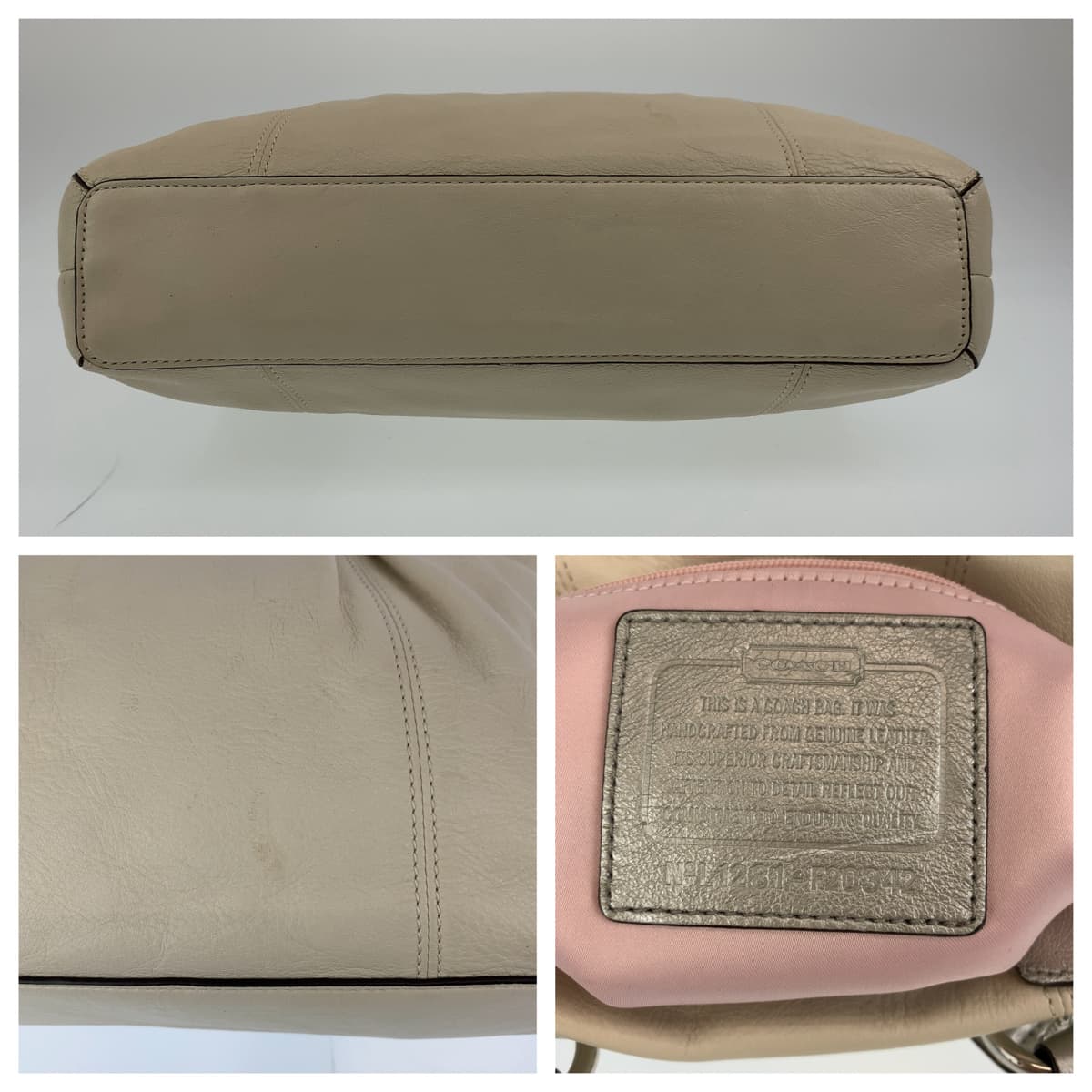 12548
COACH コーチ アシュレイ ホワイト アイボリー シルバー金具 レザー ショルダーバッグ ハンドバッグ トートバッグ 2way 斜め掛け可能  レディース