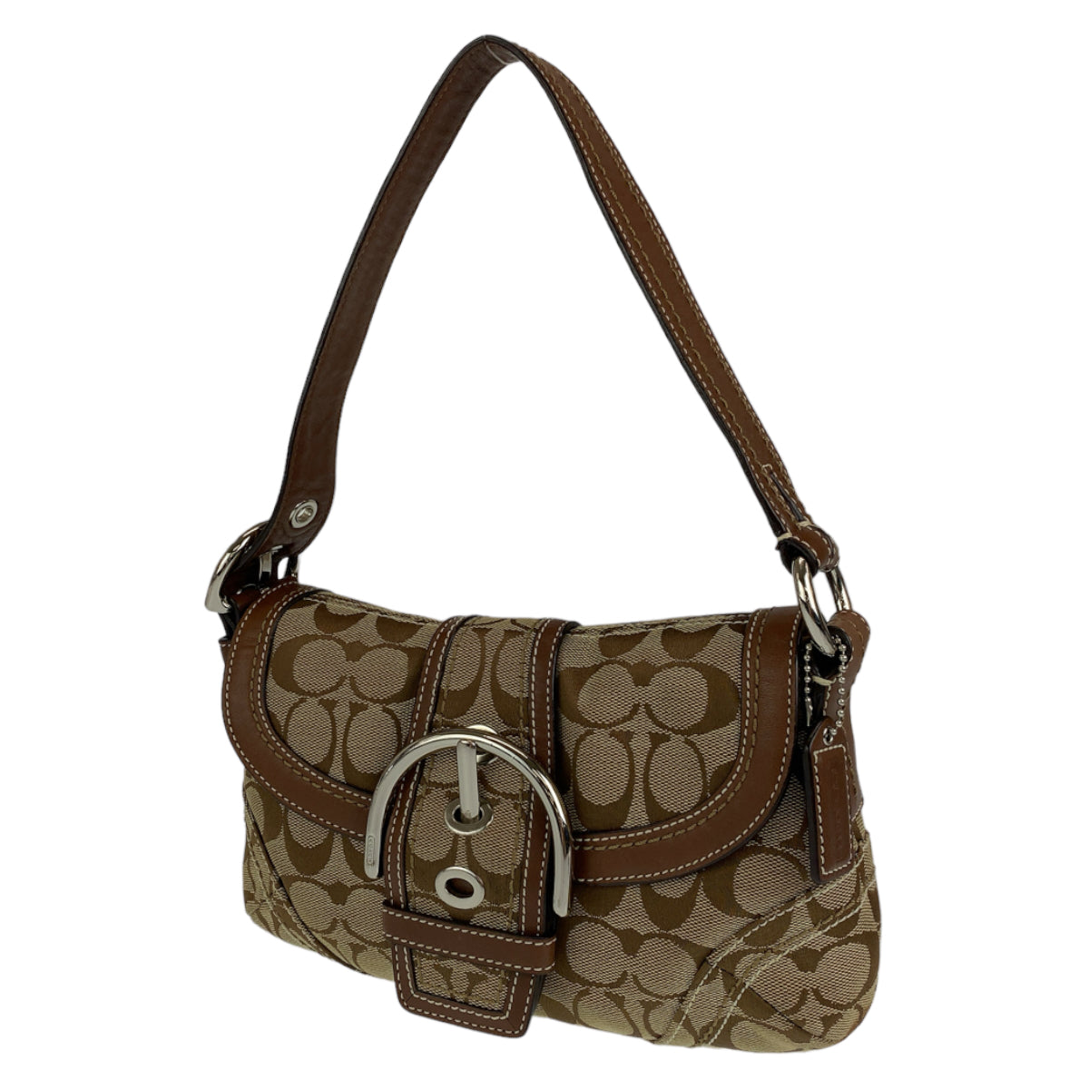COACH コーチ シグネチャー ブラウン 茶 シルバー金具 キャンバス ハンドバック 肩掛け  レディース
