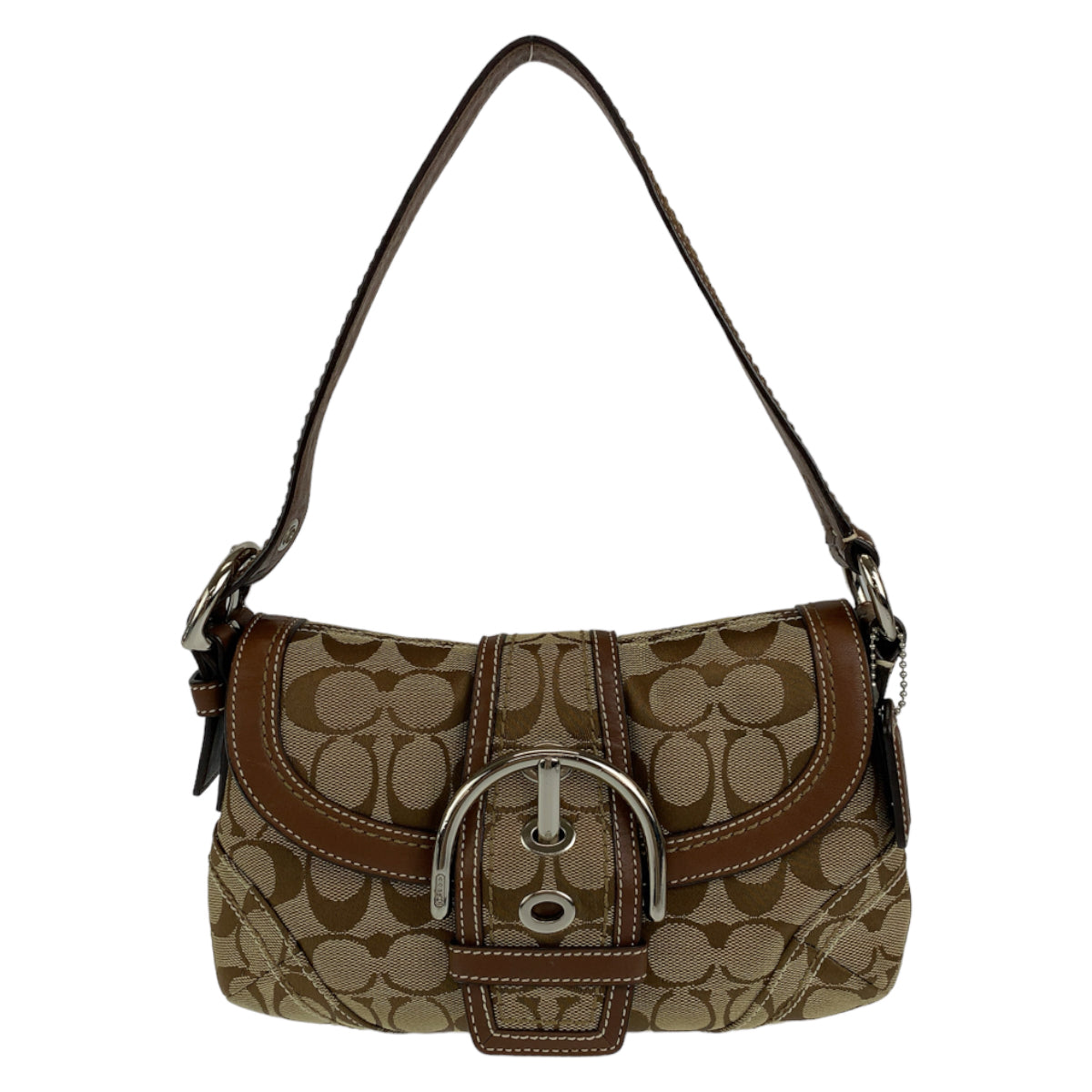 COACH コーチ シグネチャー ブラウン 茶 シルバー金具 キャンバス ハンドバック 肩掛け  レディース