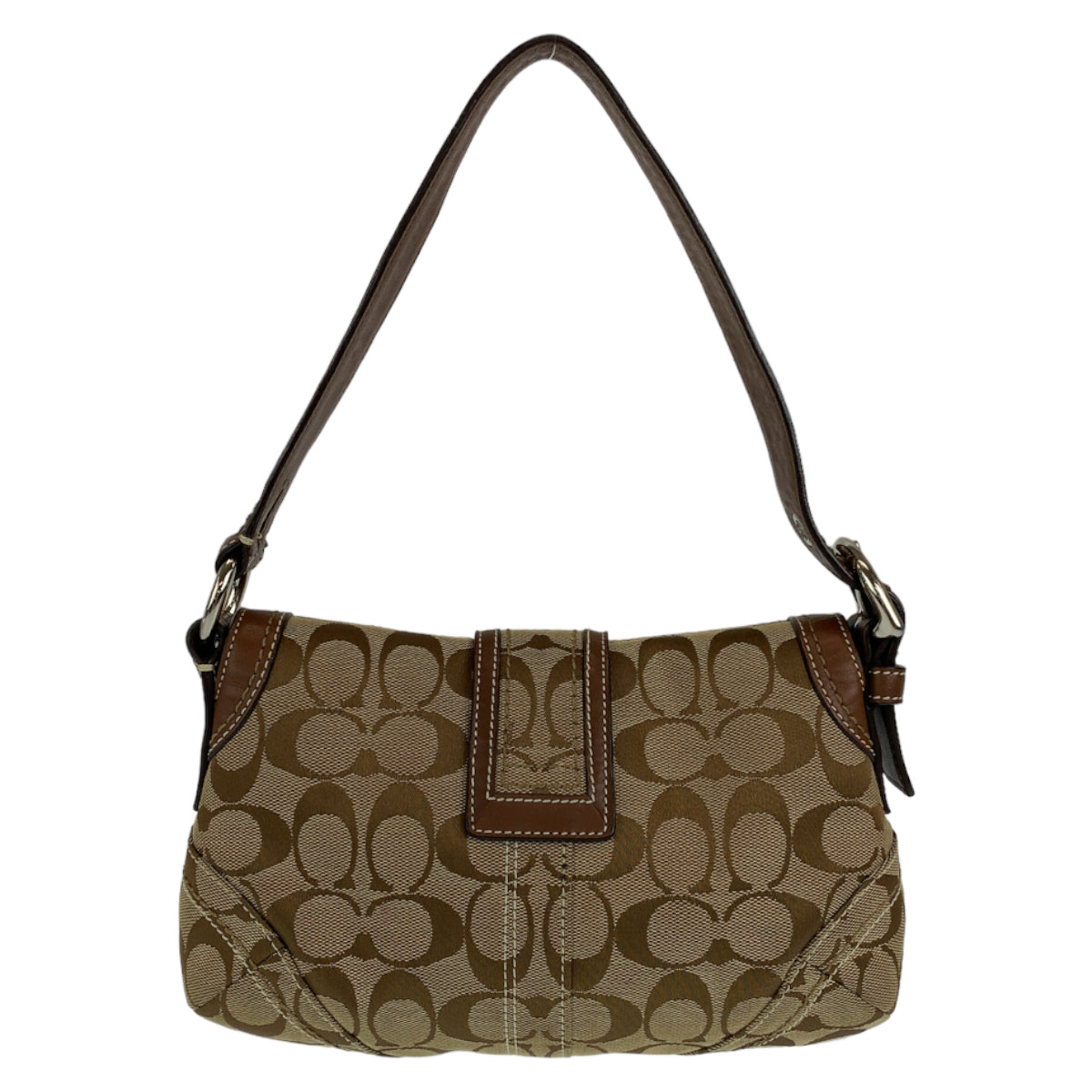 COACH コーチ シグネチャー ブラウン 茶 シルバー金具 キャンバス ハンドバック 肩掛け  レディース