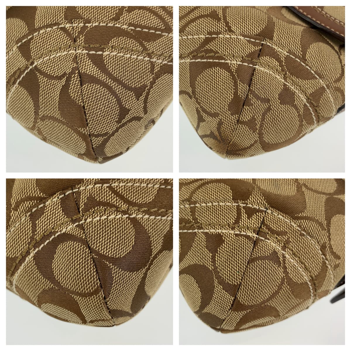 COACH コーチ シグネチャー ブラウン 茶 シルバー金具 キャンバス ハンドバック 肩掛け  レディース