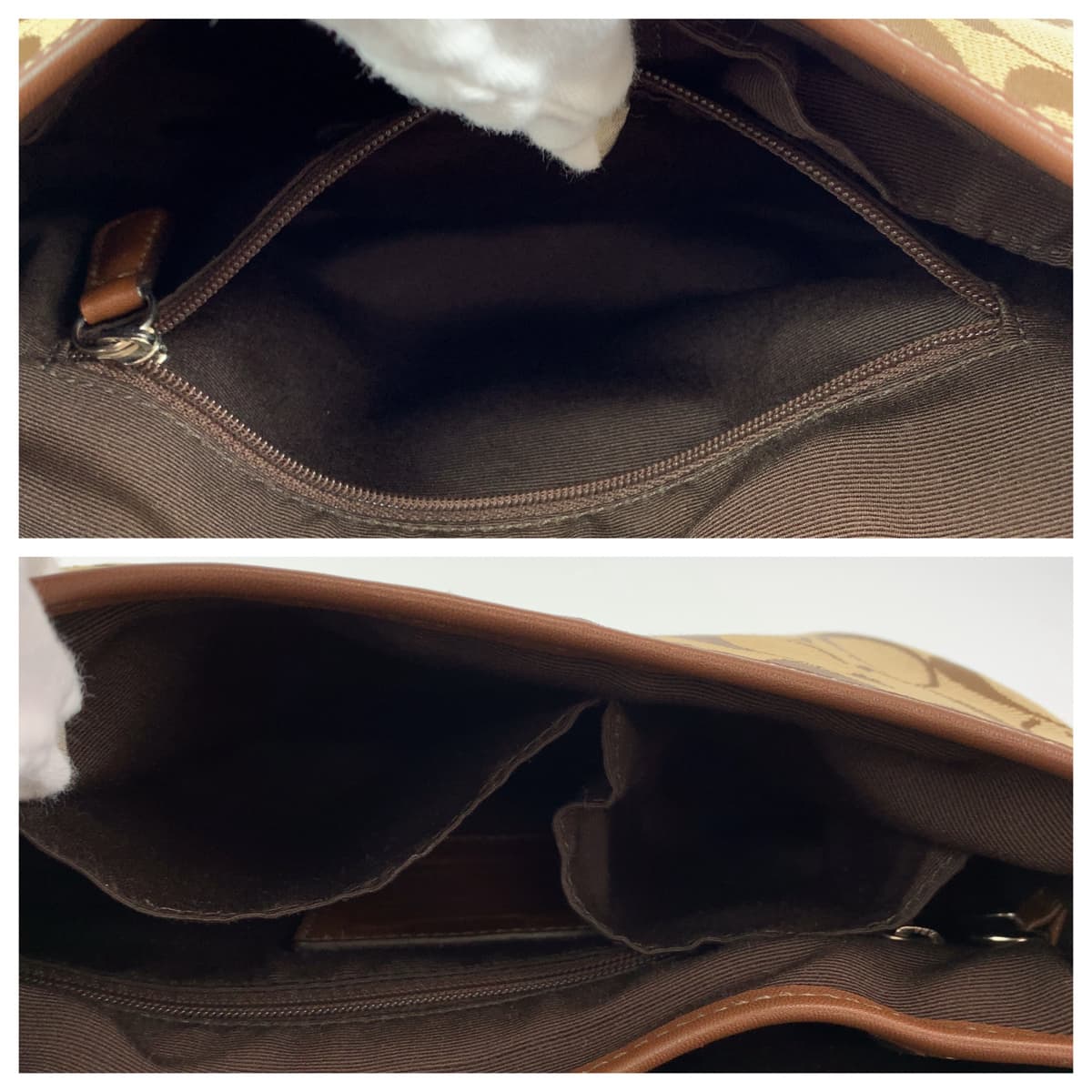 COACH コーチ シグネチャー ブラウン 茶 シルバー金具 キャンバス ハンドバック 肩掛け  レディース