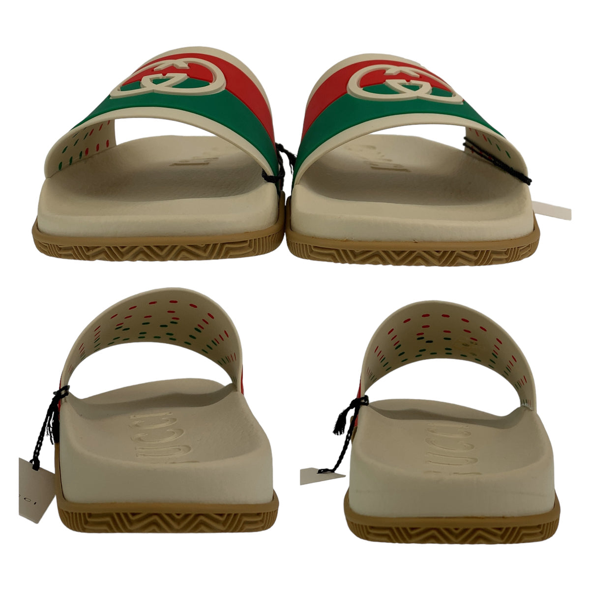 H-00574
GUCCI グッチ インターロッキングG サイズ12 ホワイト グリーン レッド PVC 656265 サンダル ビーチサンダル  メンズ