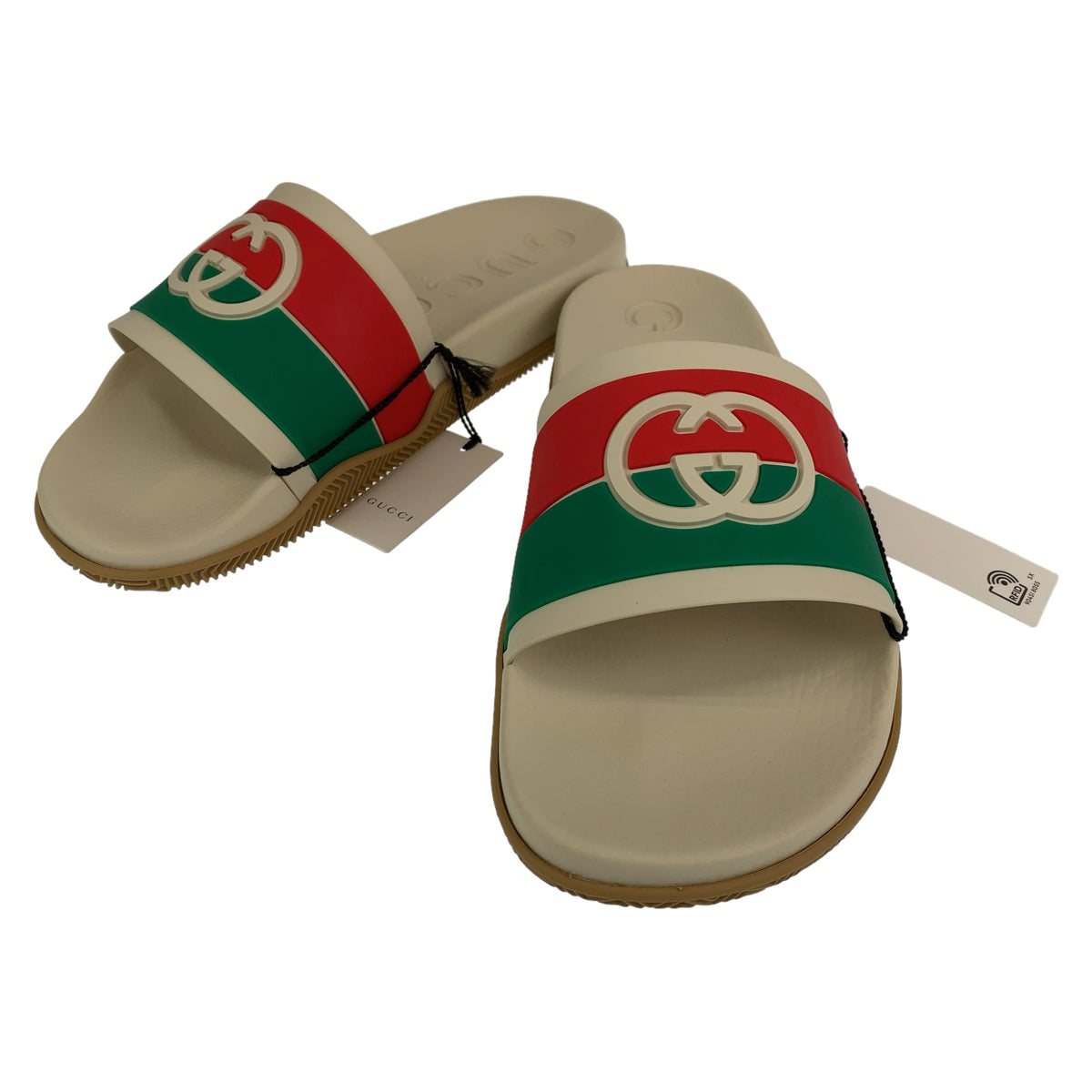 H-00575
GUCCI グッチ インターロッキングG サイズ11 ホワイト 白 マルチカラー ナイロン サンダル スライドサンダル  メンズ