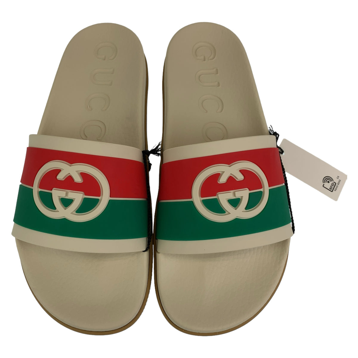 GUCCI グッチ インターロッキングG スライドサンダル ホワイト 白 マルチカラー ビニール サンダル ビーチサンダル  メンズ