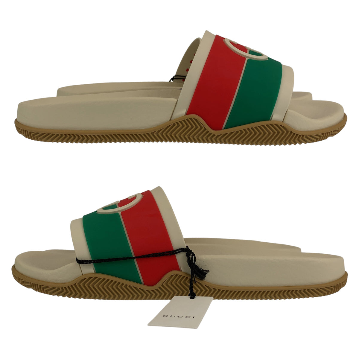 GUCCI グッチ インターロッキングG スライドサンダル ホワイト 白 マルチカラー ビニール サンダル ビーチサンダル  メンズ
