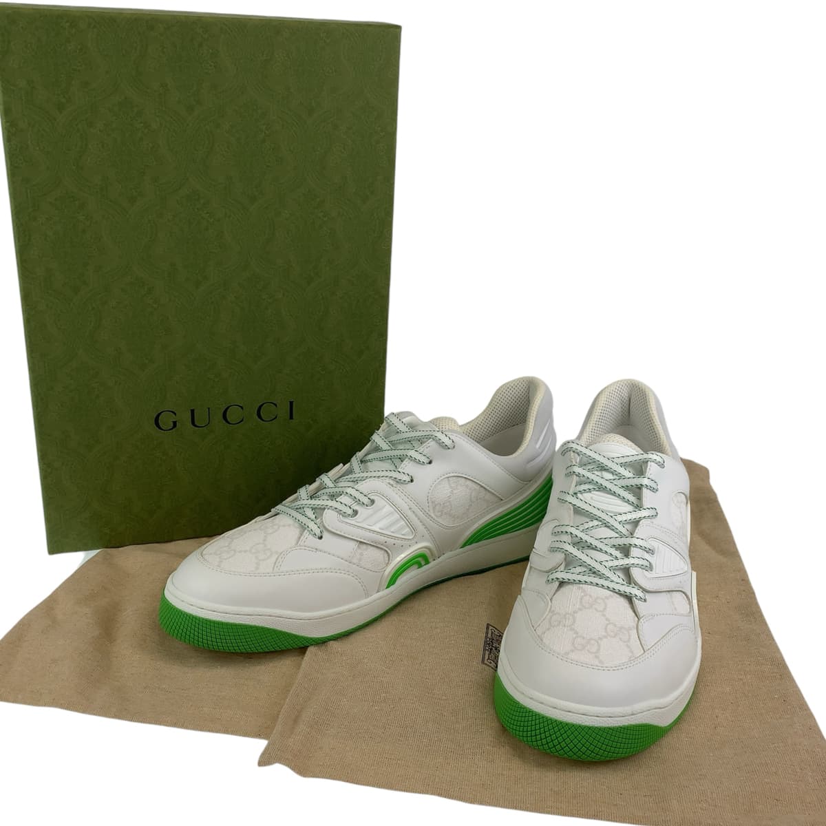 10406
GUCCI グッチ バスケット GG柄 サイズ11 ホワイト グリーン レザー 700290 スニーカー バスケットシューズ  メンズ