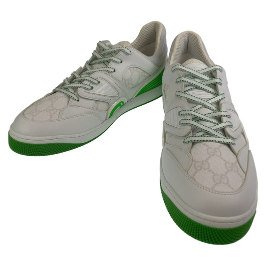 10406
 GUCCI Gucci Basket GG Pattern Size 11 White Green Leather 700290 Sneakers Basket Shoes Men's