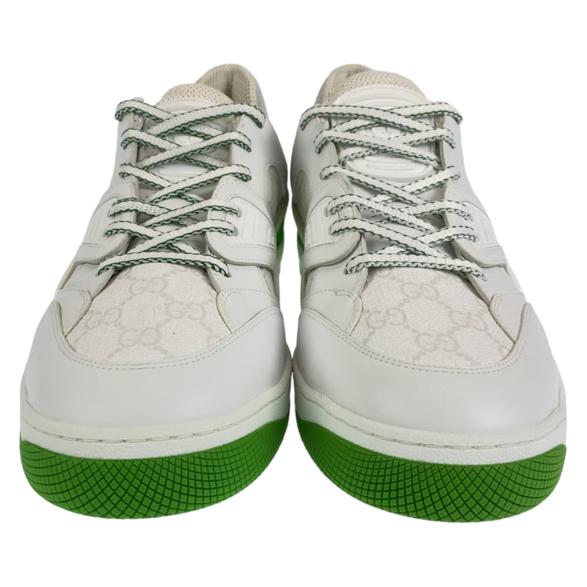 10407
GUCCI グッチ バスケット サイズ11.5 ホワイト グリーン GGキャンバス / レザー バスケット ローカット レースアップ  メンズ N38