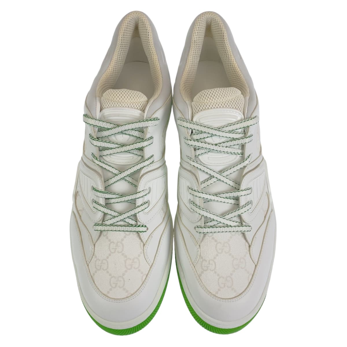 10407
GUCCI グッチ バスケット サイズ11.5 ホワイト グリーン GGキャンバス / レザー バスケット ローカット レースアップ  メンズ N38