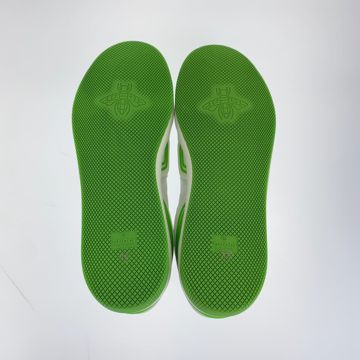 10407
GUCCI グッチ バスケット サイズ11.5 ホワイト グリーン GGキャンバス / レザー バスケット ローカット レースアップ  メンズ N38