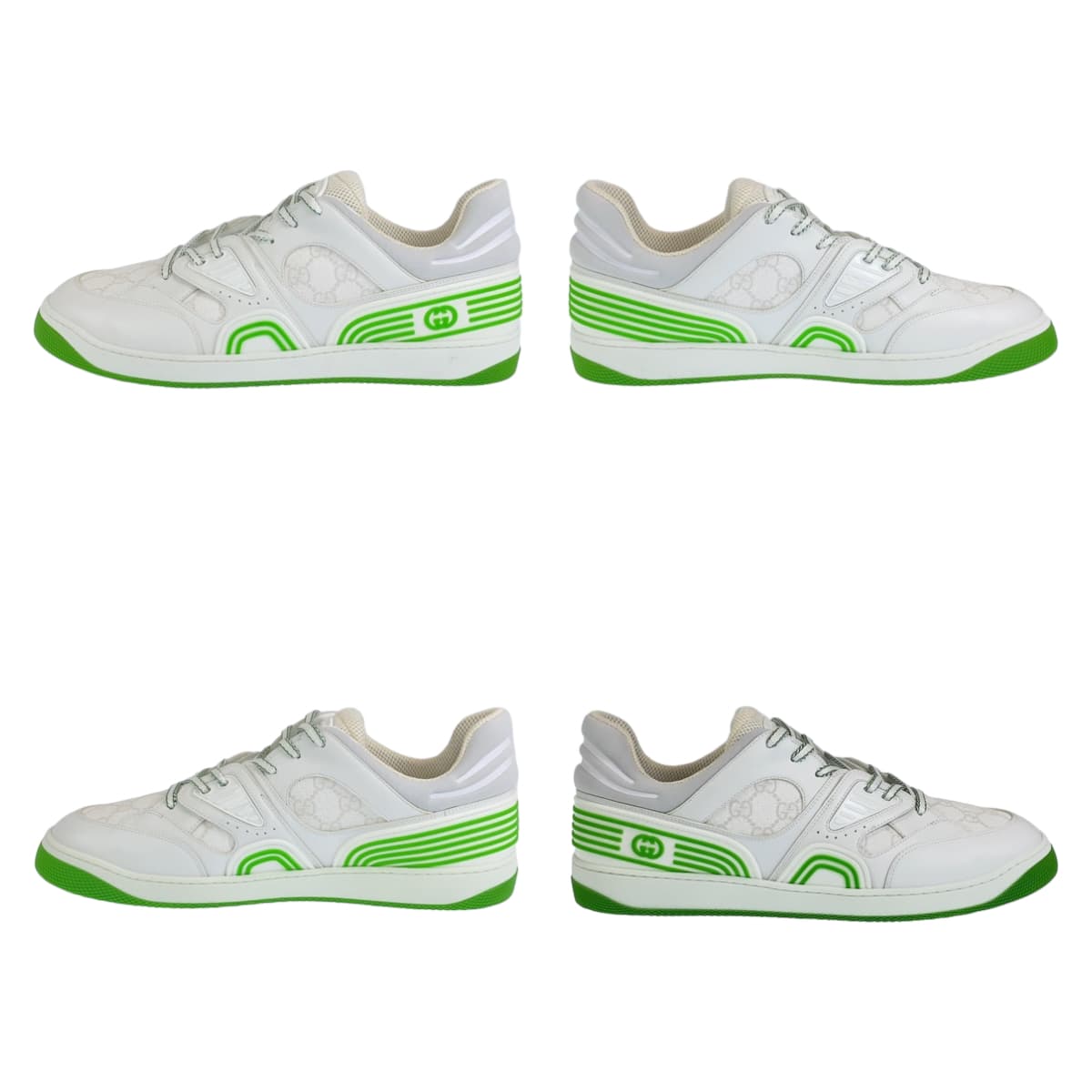 10407
GUCCI グッチ バスケット サイズ11.5 ホワイト グリーン GGキャンバス / レザー バスケット ローカット レースアップ  メンズ N38