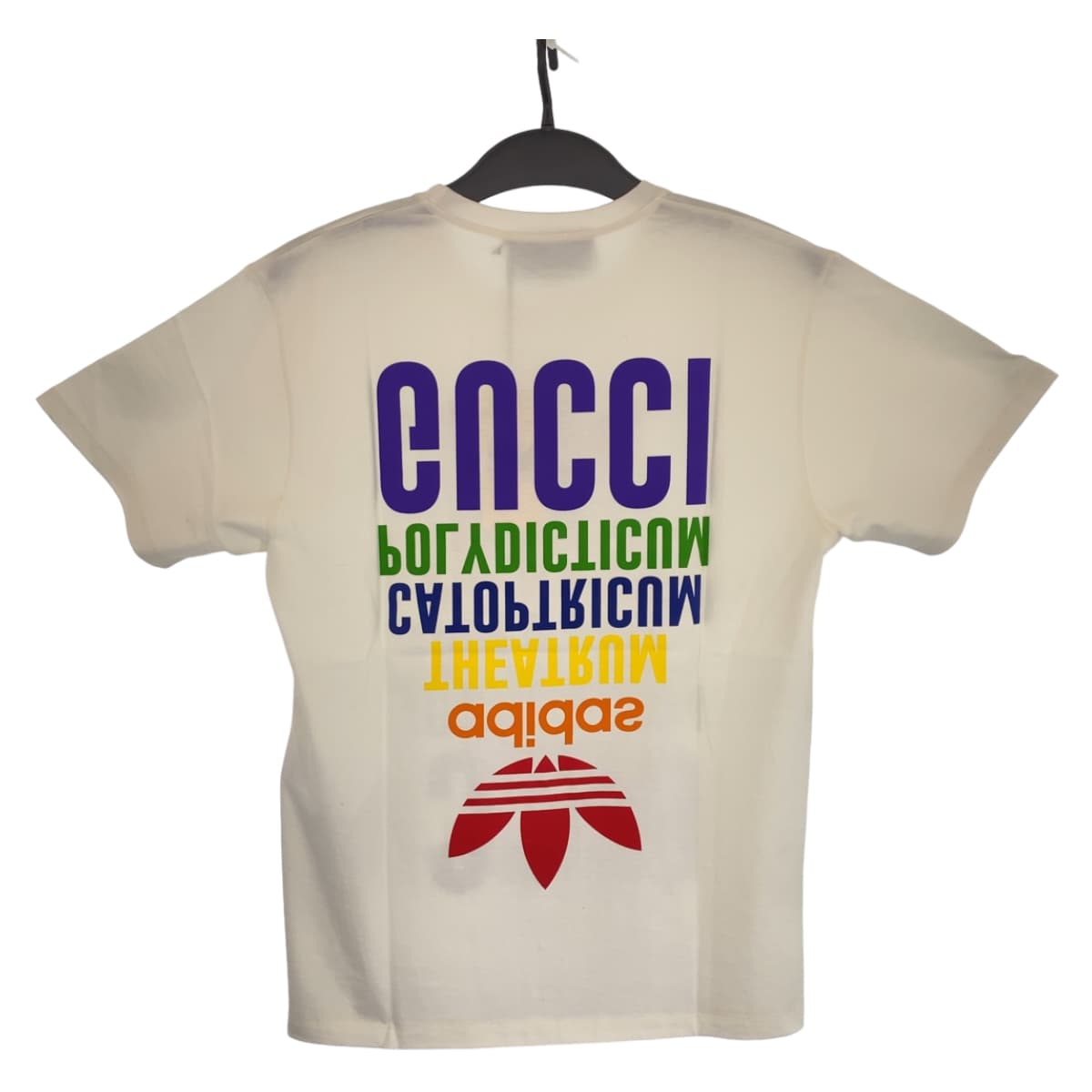 10408
GUCCI グッチ GUCCI × adidas サイズXS ホワイト 白 マルチカラー コットン 717422XJEXJ9095 トップス ロゴプリント 男女兼用  メンズ