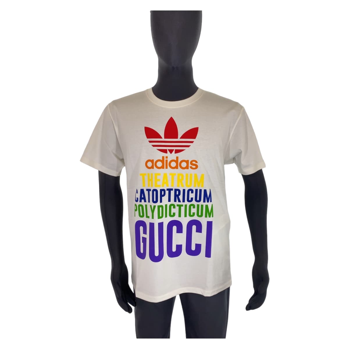 10408
GUCCI グッチ GUCCI × adidas サイズXS ホワイト 白 マルチカラー コットン 717422XJEXJ9095 トップス ロゴプリント 男女兼用  メンズ