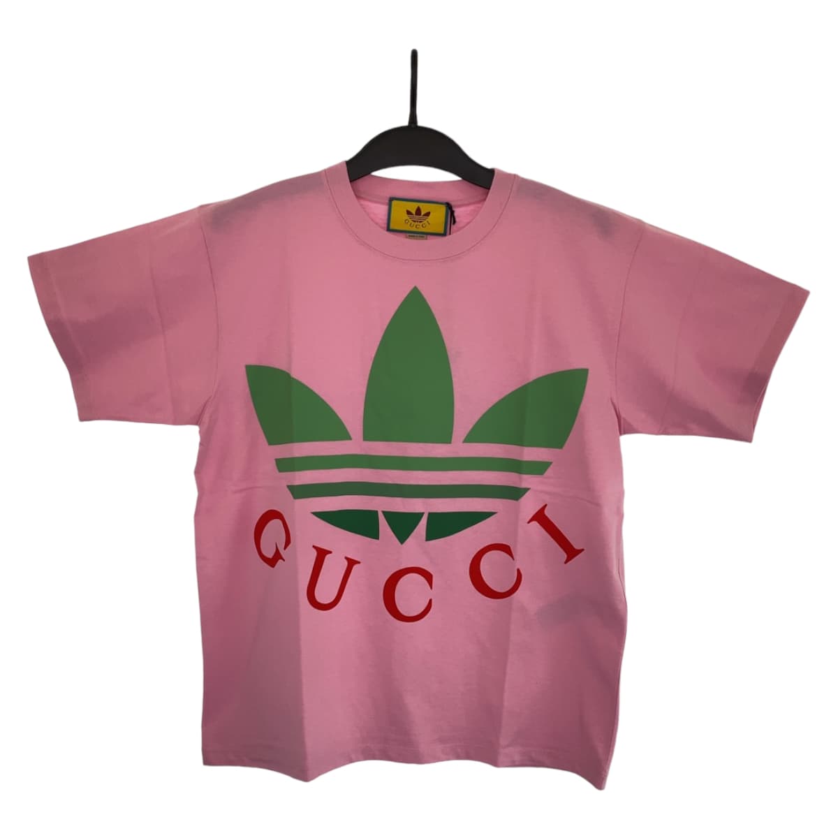 H-00582
GUCCI グッチ GUCCI × adidas サイズXS ピンク 桃色 グリーン 緑 コットン 723384XJE2A5904 トップス ロゴプリント 男女兼用  メンズ