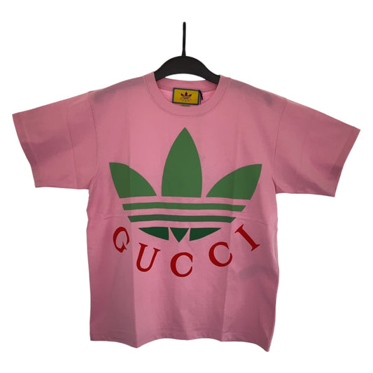 H-00582
GUCCI グッチ GUCCI × adidas サイズXS ピンク 桃色 グリーン 緑 コットン 723384XJE2A5904 トップス ロゴプリント 男女兼用  メンズ