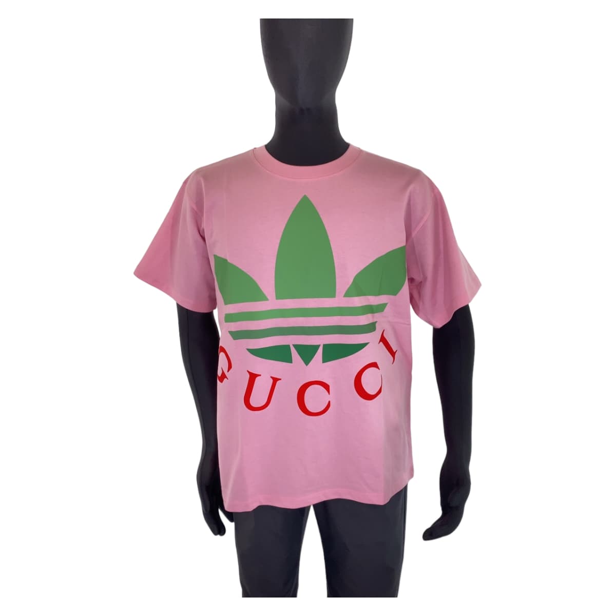 H-00582
GUCCI グッチ GUCCI × adidas サイズXS ピンク 桃色 グリーン 緑 コットン 723384XJE2A5904 トップス ロゴプリント 男女兼用  メンズ