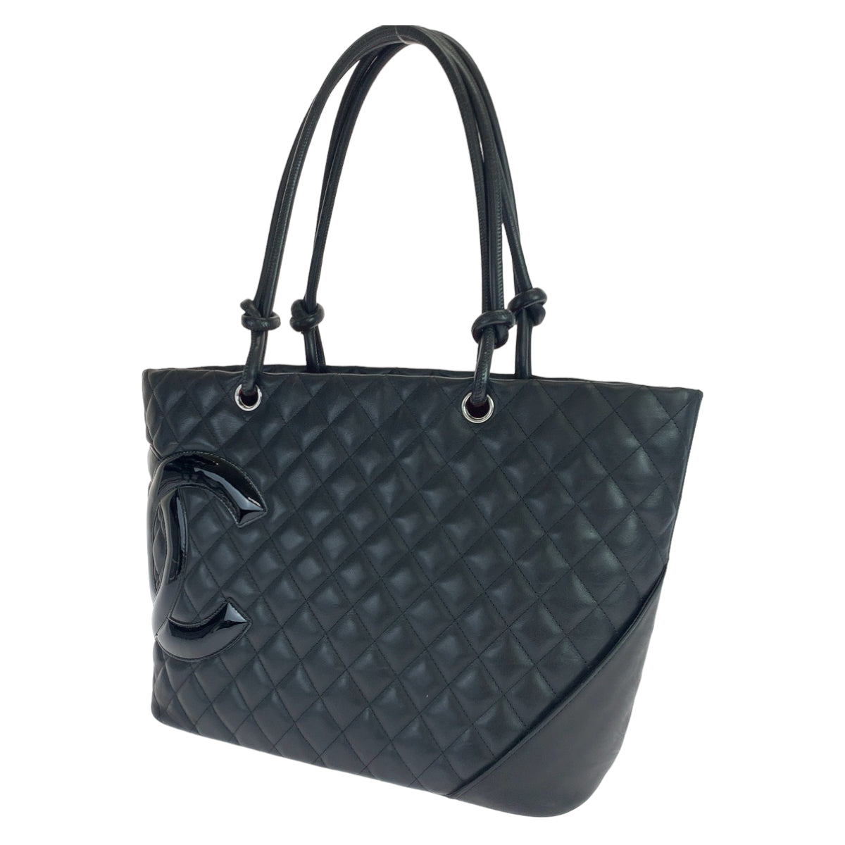 CHANEL シャネル カンボン ラージトート ココマーク ブラック 黒 シルバー金具 カーフ トートバッグ ハンドバッグ  レディース