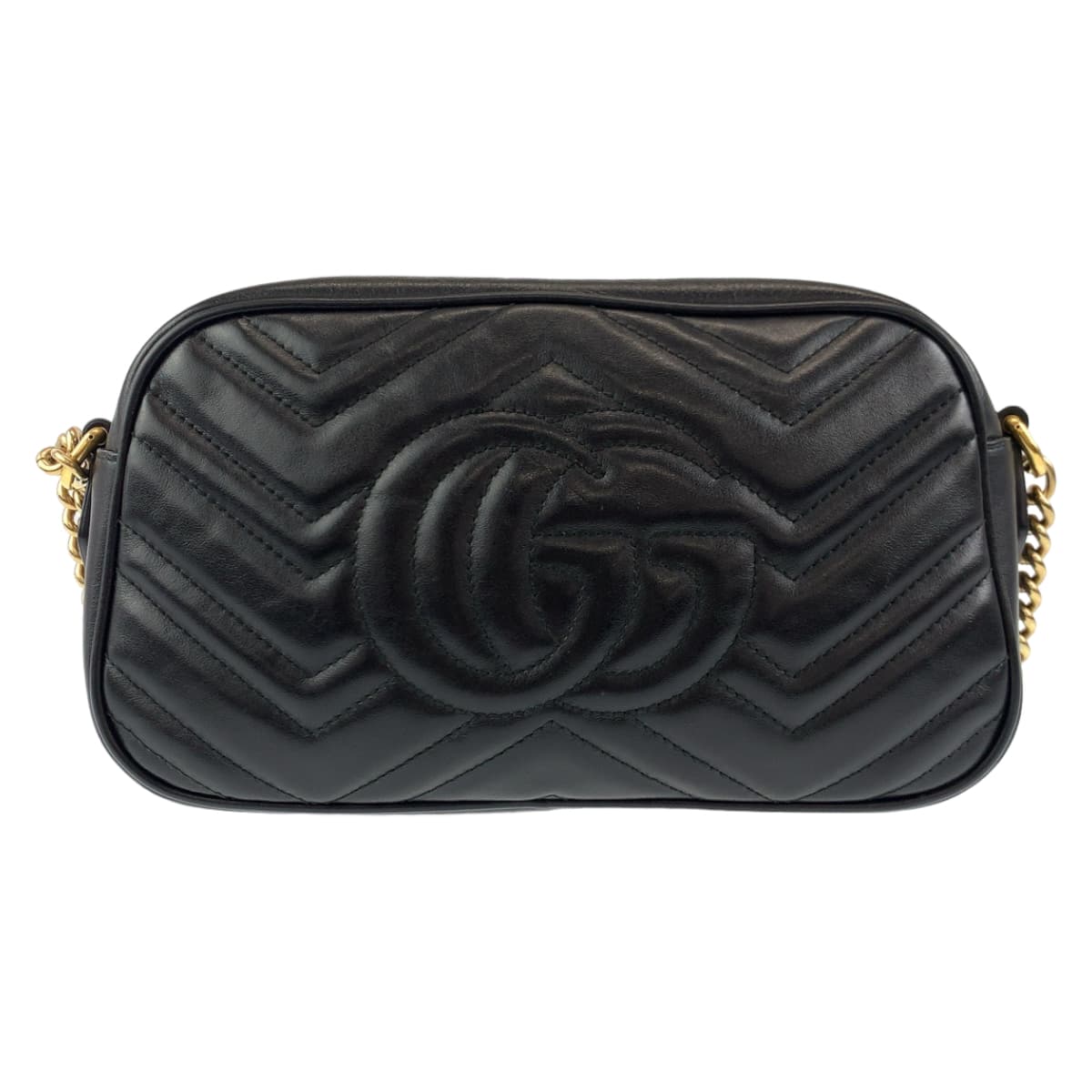 H-00586
GUCCI グッチ GGマーモント キルティング ブラック 黒 レザー 447632 ショルダーバッグ 斜め掛け  レディース