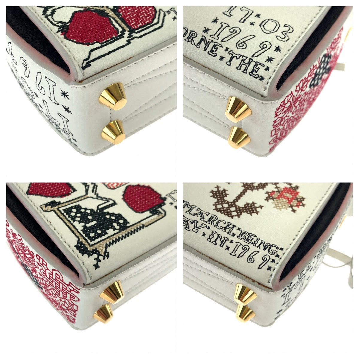 H-00588
Alexander McQueen アレキサンダーマックイーン 刺繍 ホワイト 白 マルチカラー レザー 544483 491730 ショルダーバッグ ボックスバッグ 2way  レディース
