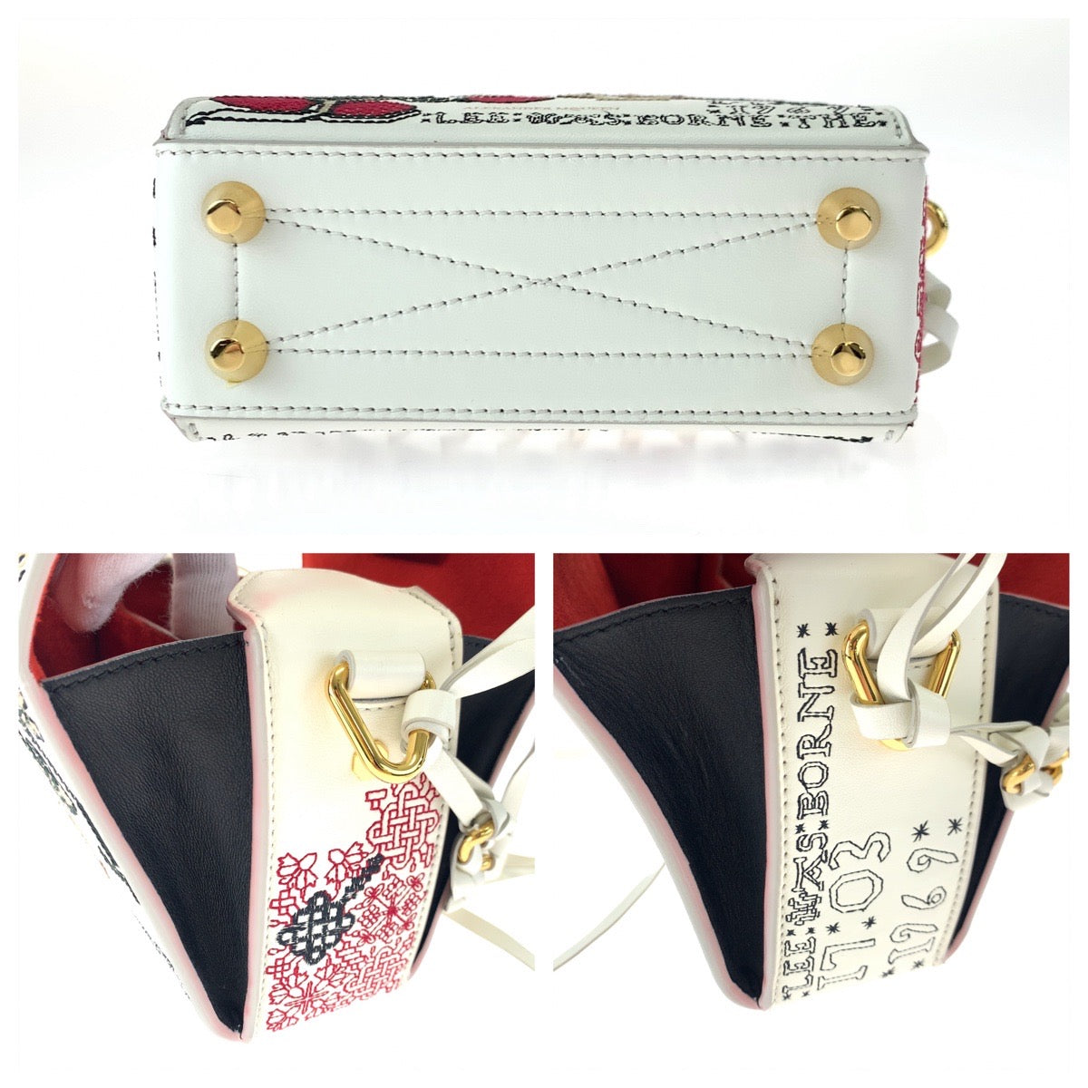H-00588
Alexander McQueen アレキサンダーマックイーン 刺繍 ホワイト 白 マルチカラー レザー 544483 491730 ショルダーバッグ ボックスバッグ 2way  レディース