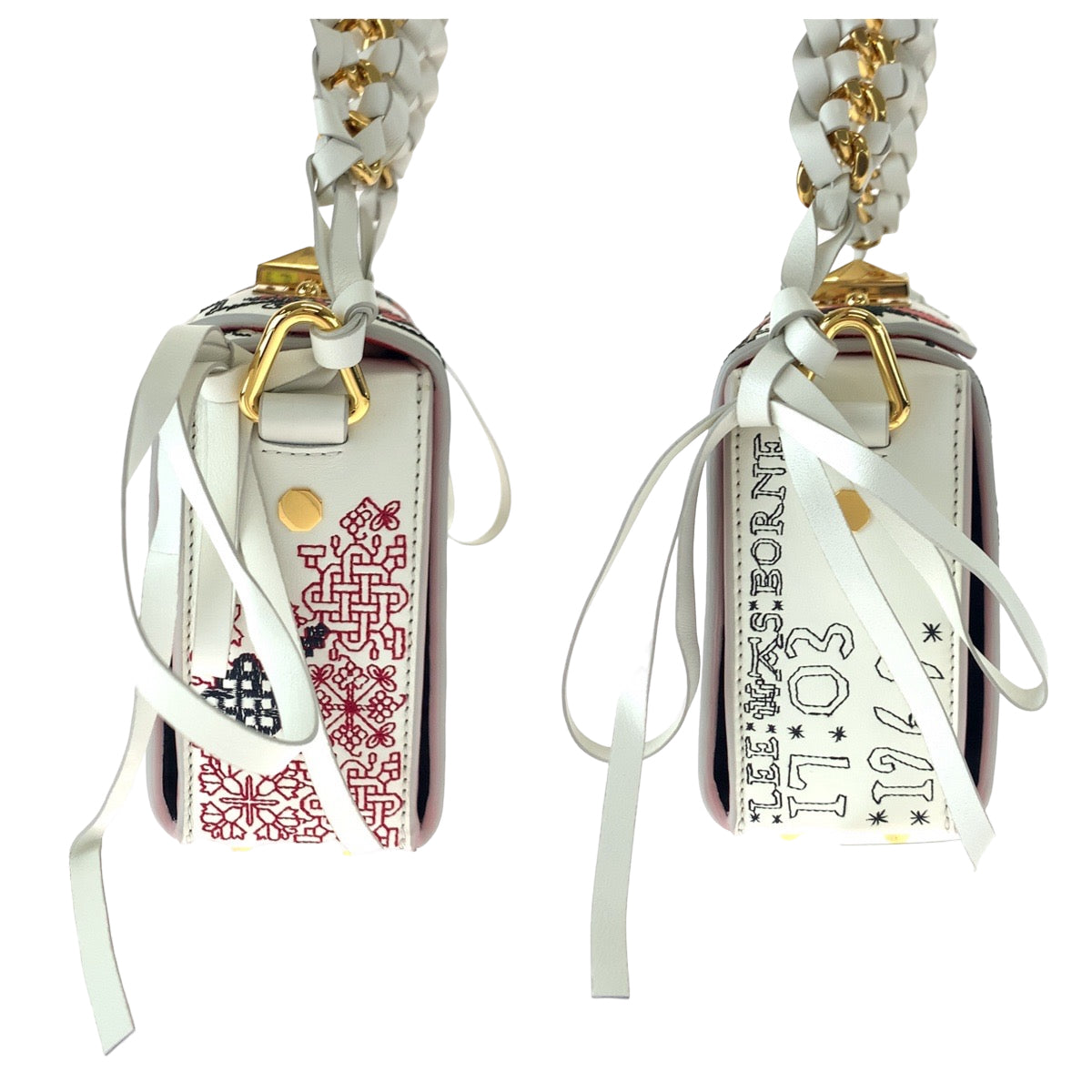 H-00588
Alexander McQueen アレキサンダーマックイーン 刺繍 ホワイト 白 マルチカラー レザー 544483 491730 ショルダーバッグ ボックスバッグ 2way  レディース