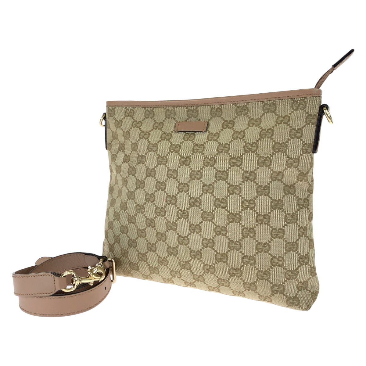 10412
GUCCI グッチ ベージュ ピンク ゴールド金具 GGキャンバス / レザー 388924 斜め掛け ショルダーバッグ メッセンジャーバッグ  レディース