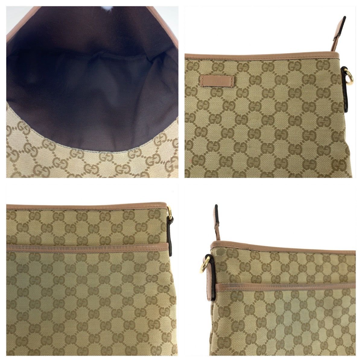10412
GUCCI グッチ ベージュ ピンク ゴールド金具 GGキャンバス / レザー 388924 斜め掛け ショルダーバッグ メッセンジャーバッグ  レディース