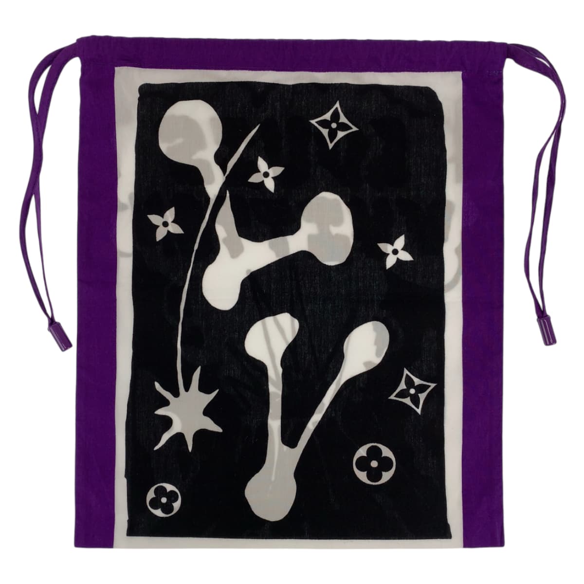 10413
LOUIS VUITTON ルイヴィトン モノグラム リーフ柄 パープル ホワイト グリーン コットン スカーフ ストール バンダナ  メンズ