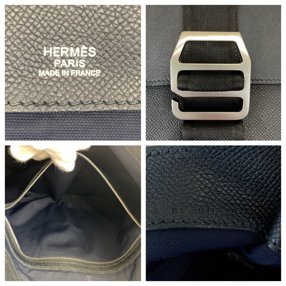 10414
HERMES エルメス シティスライド ブラック 黒 シルバー金具 レザー クラッチバッグ セカンドバッグ  メンズ