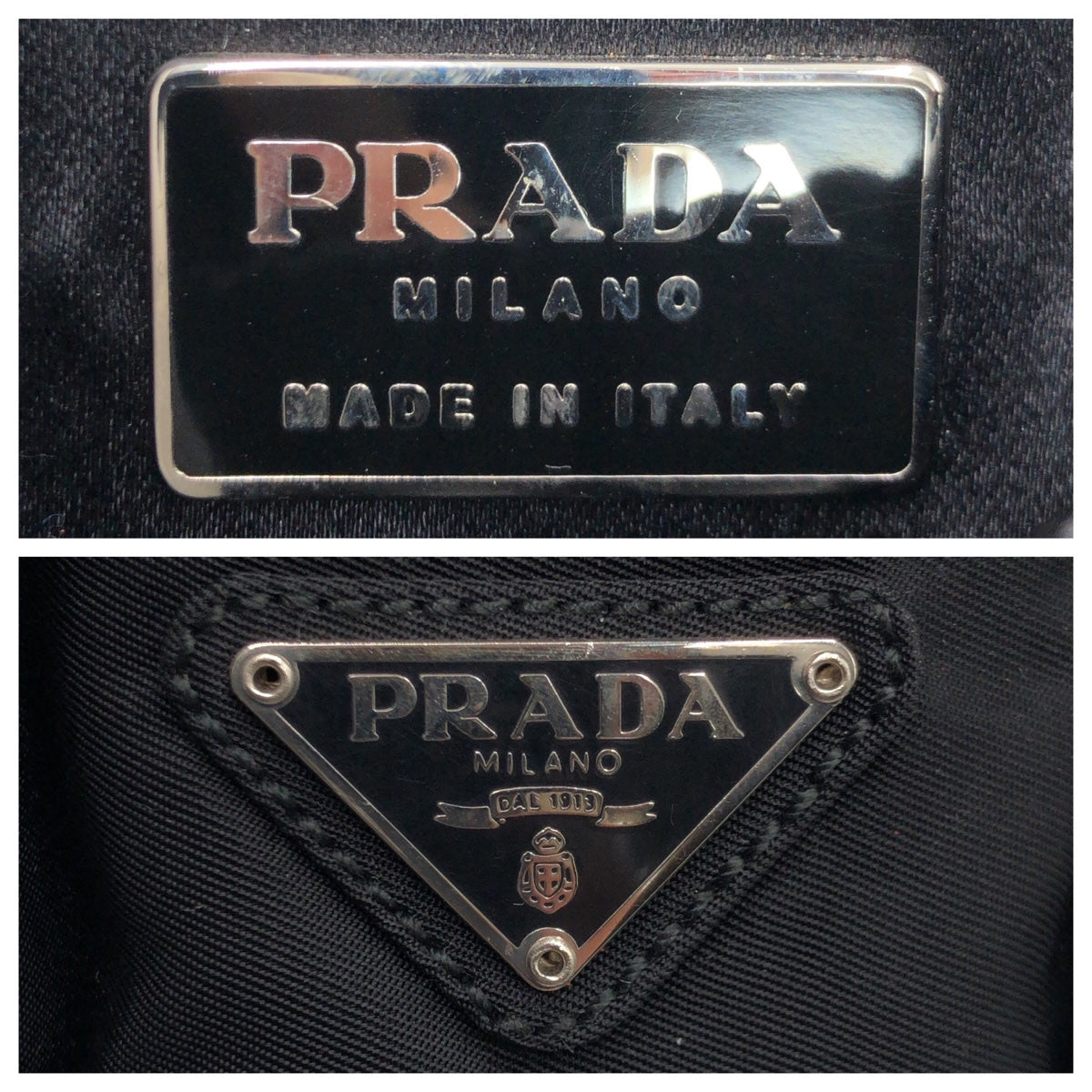 10415
PRADA プラダ 三角ロゴプレート ブラック ナイロン トートバッグ ショルダーバッグ ハンドバッグ  レディース