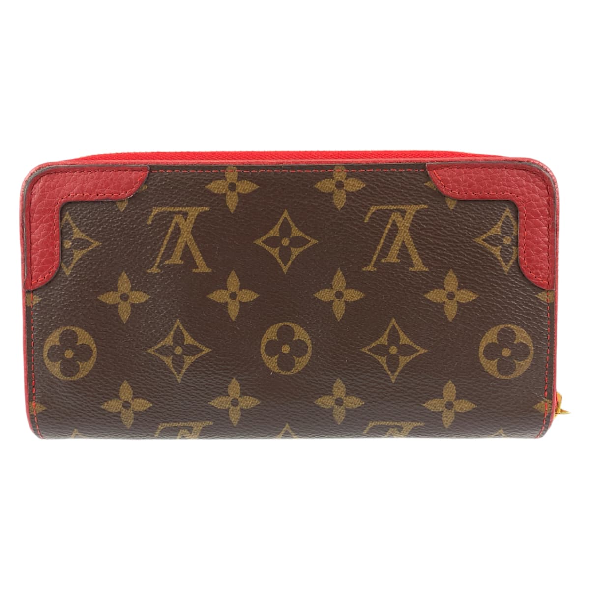 LOUIS VUITTON ルイヴィトン モノグラム ジッピーウォレット レティーロ ブラウン 茶 レッド 赤 PVC M61854 長財布 ラウンドファスナー  レディース