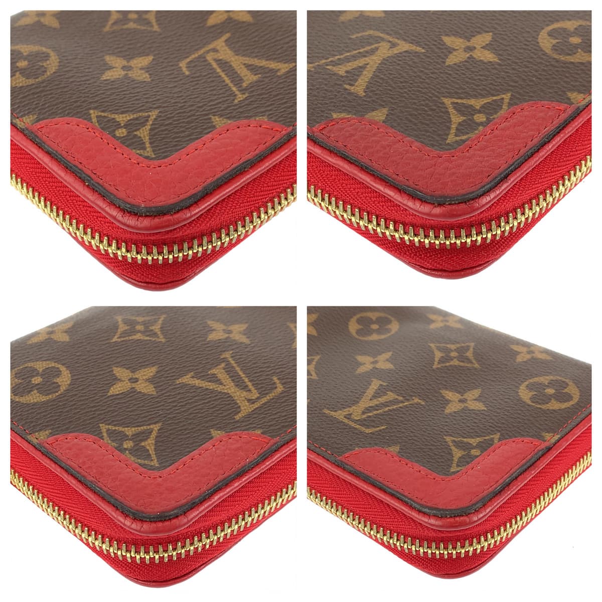 LOUIS VUITTON ルイヴィトン モノグラム ジッピーウォレット レティーロ ブラウン 茶 レッド 赤 PVC M61854 長財布 ラウンドファスナー  レディース