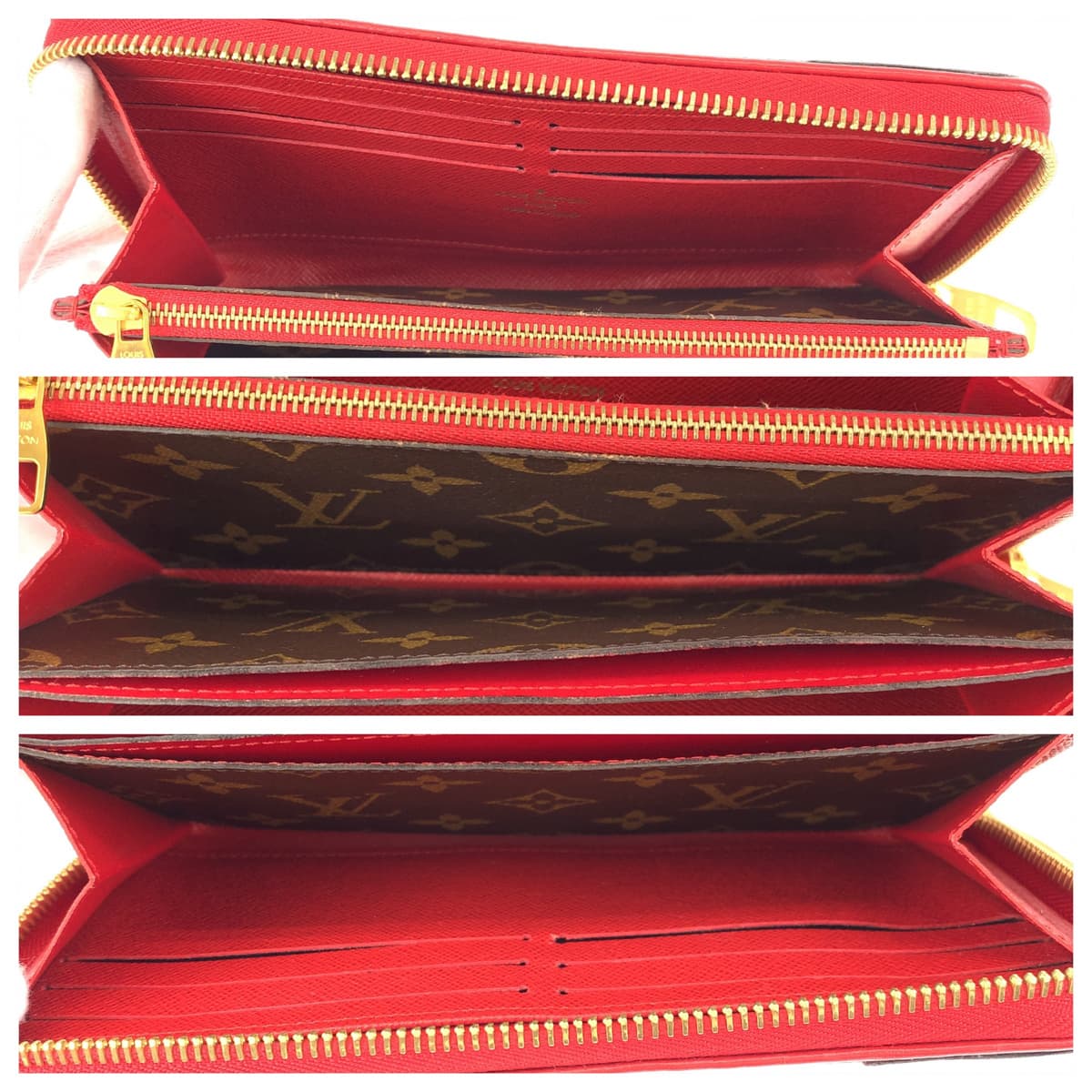LOUIS VUITTON ルイヴィトン モノグラム ジッピーウォレット レティーロ ブラウン 茶 レッド 赤 PVC M61854 長財布 ラウンドファスナー  レディース