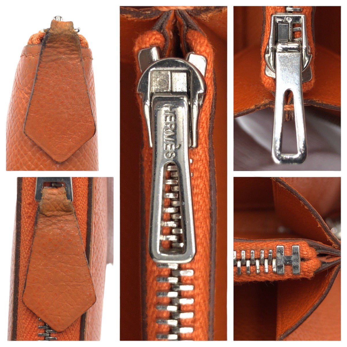 HERMES エルメス アザップ クラシックロング オレンジ シルバー金具 ヴォーエプソン 長財布 ロングウォレット ラウンドファスナー ◻︎N刻印  レディース
