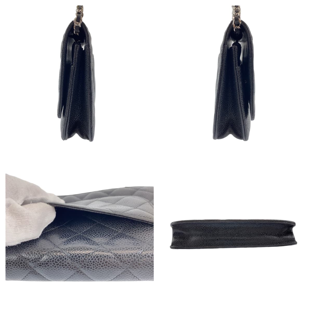 CHANEL シャネル マトラッセ ココマーク ブラック 黒 シルバー金具 キャビアスキン A33814 ショルダーバッグ 斜め掛け  レディース