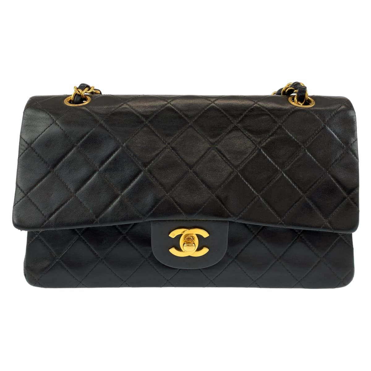 CHANEL シャネル ヴィンテージ マトラッセ ココマーク ターンロック ブラック 黒 ゴールド金具 ラムスキン A01112 ショルダーバッグ ハンドバッグ  レディース
